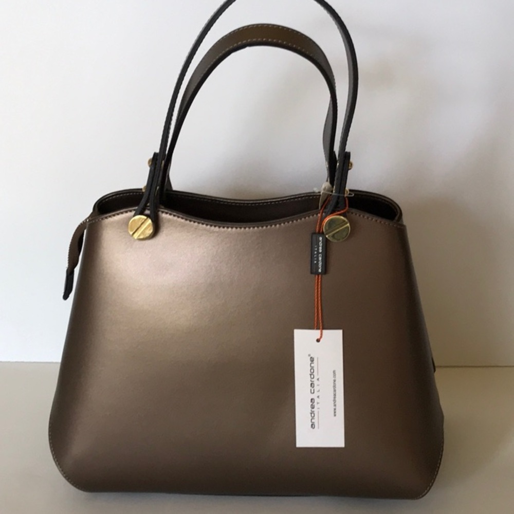 Italian Leather Handbag Bronze